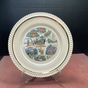 Vintage 10" Delaware Souvenir Multi-colored Mid-Century Collectors Travel Plate